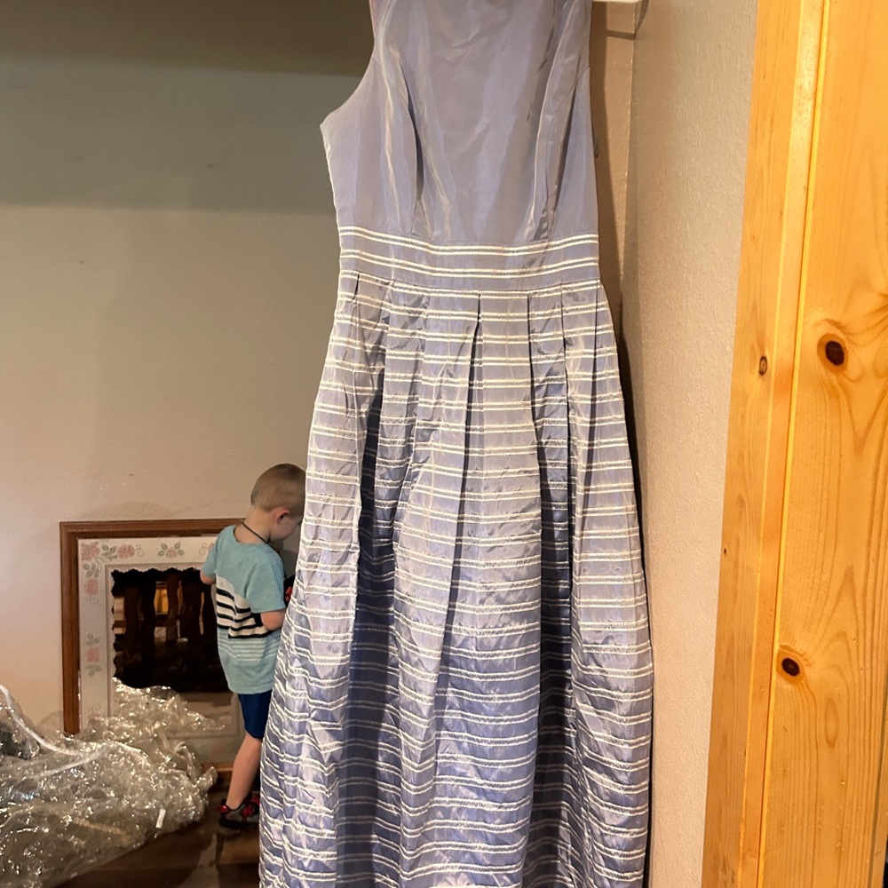 Elegant Blue Striped Dress